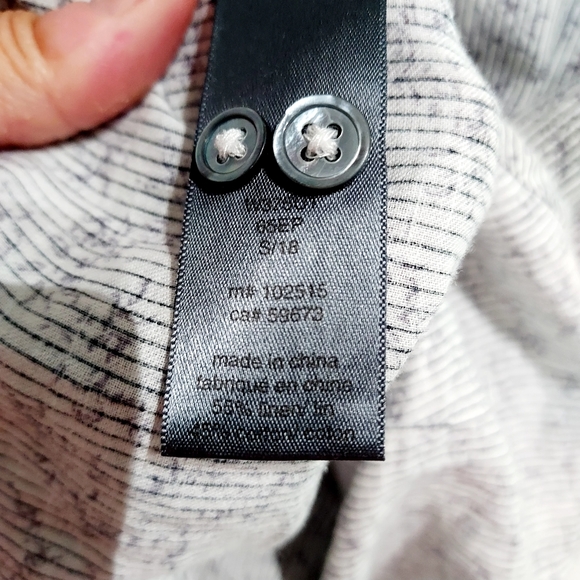 John Varvatos Linen Blend Striped Roll Up Long Sleeve Shirt, M - Picture 5 of 7